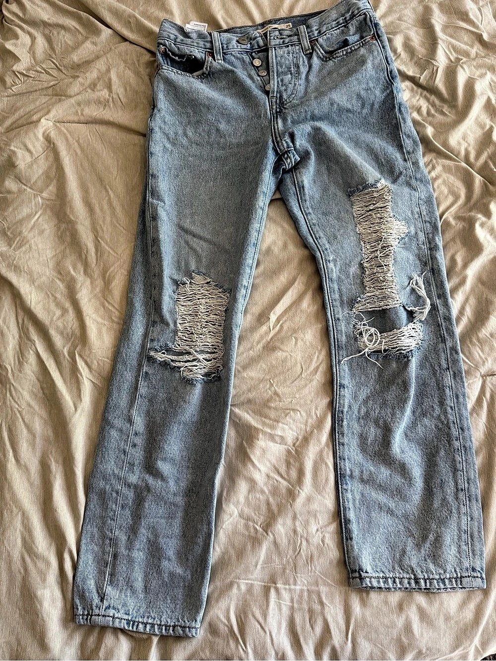 Levi's Wedgie Straight Jeans Distressed Blue Waist 25